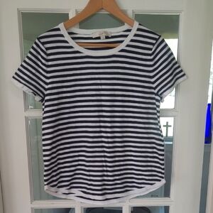LOFT Black and White Striped T-Shirt